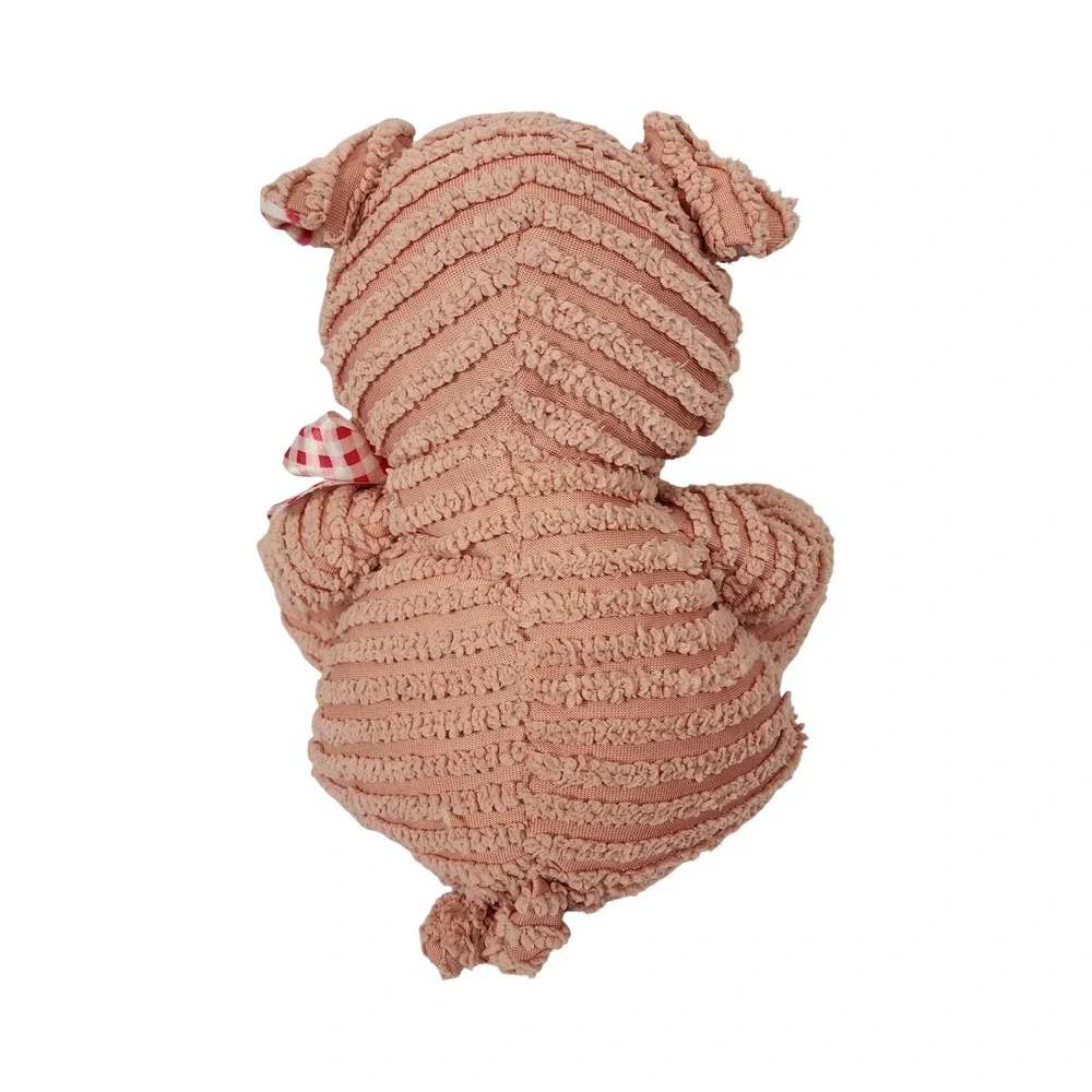 Hugfun Plush Pink Corduroy‎ Pig Stuffed Animal Toy with Gingham Bow